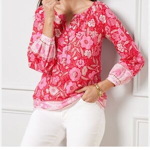 Talbots Vibrant Pink Floral Blouse